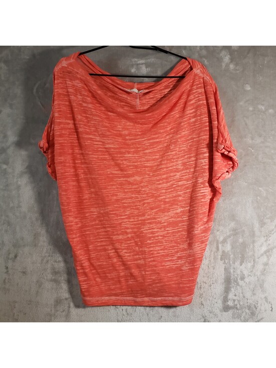 We The Free Tops - We The Free Knit sheer Top Orange Solid Round Neck Short Sleeve Size M